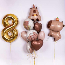 Сет из воздушных шаров с капибарой и цифрой на День рождения