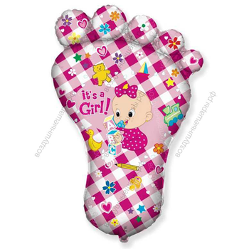 Шар с гелием  Фигура, Ступня девочки, Розовый, 97 см.