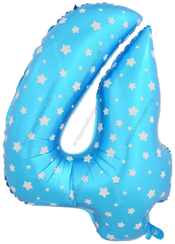 Шары цифры СИНИЕ СО ЗВЕЗДОЧКАМИ с гелием