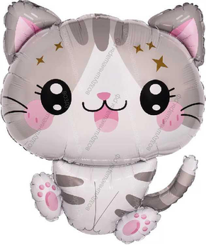 Шар с гелием  Милый Котенок, бежевый, 71 см.