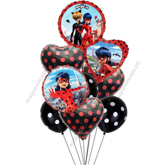 Шарики в горошек с тематическими сердечками