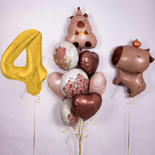 Комопозиция из гелиевых шариков с капибарой и цифрой на 4 года