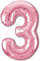 Шар (40''/102 см) Цифра, 3, Slim, Розовый Фламинго, 1 шт. в упак.