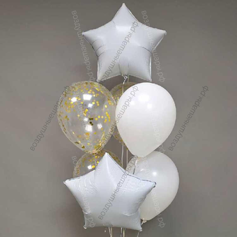 Букетик "Белое золото" с конфетти и звездами