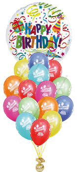 Букет из шариков "С Днем рождения" с большим шаром Happy Birthday