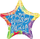 Воздушный шар (18''/46 см) Звезда, Happy Birthday Голубой, 1 шт.