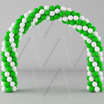 Бело-зеленая арочная композиция, шары