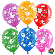 Шар с гелием  Ура! (школа), Ассорти,  лайт, пастель, 5 ст, 30 см.