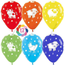 Шар с гелием  Веселая ферма, Ассорти, пастель, 5 ст, 30 см.