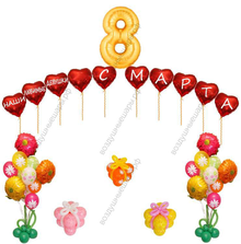 Шикарное украшение из шаров и поздравление с 8 марта