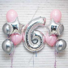 Сет шаров с гелием для девочки на 6 лет "Розовый космос"