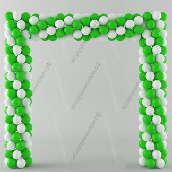 Бело-зеленая арочная композиция, шары