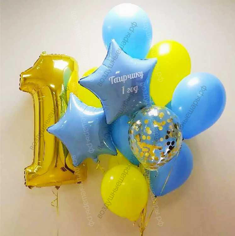 Фонтан из шаров на годик малышу с Вашей надписью