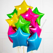 Букет из 10 разноцветных шаров звезд "Карнавал"