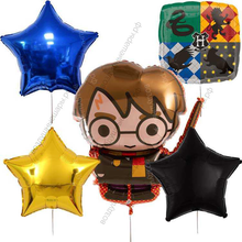 Букет гелиевых шаров с фигурами "Гарри Поттер и факультеты  Хогвартса"
