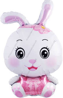 Гелиевый шар , Зайка с бантиком, Розовый, 84 см.