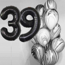 Букет гелиевых шаров агатов на 39 лет Безупречный стиль с черными цифрами
