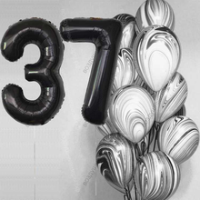 Букет гелиевых шаров агатов на 37 лет Безупречный стиль с черными цифрами