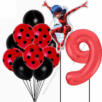 Шары с гелием на 9 лет Леди Баг