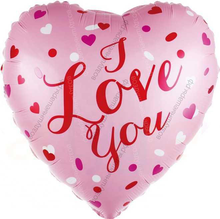 Сердце красное с золотой надписью I Love You и конфетти, 46 см