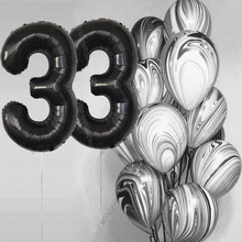 Букет гелиевых шаров агатов на 33 года Безупречный стиль с черными цифрами
