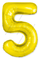 Шар (40''/102 см) Цифра, 5 Slim, Золото, 1 шт.