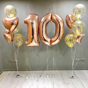 Сет из гелиевых шаров на 10 лет "Карамель" для девочки