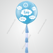 Большой гелиевый  шар "Родился мальчик", 90 см с гирляндой тассел