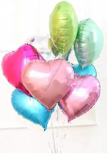 Букет из 8 разноцветных гелиевых шаров-сердец "Настроение"