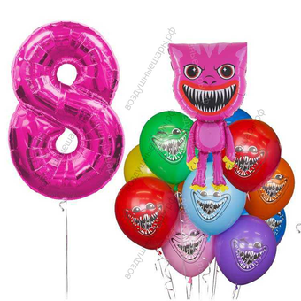 Композиция из гелиевых шариков с Киси Миси, на 8 лет