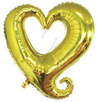 Шар с гелием  Фигура, Цепь сердец, Золото, 91 см.