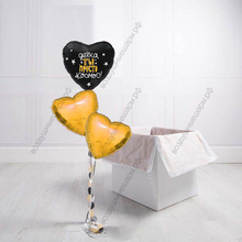 Коробка с букетом из трех шаров любимой «Детка, ты космос»