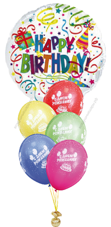 Букет из шариков "С Днем рождения" с большим шаром Happy Birthday