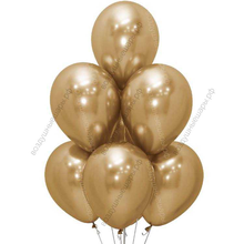 Шары хром Золото с гелием, золотые гелиевые шарики хром