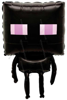 Шар черный Монстр из Майнкрафт, Minecraft с гелием, 66 см.