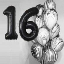 Букет гелиевых шаров агатов на 16 лет Безупречный стиль с черными цифрами