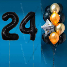 Комплект шаров с черными цифрами на 24 года Элит