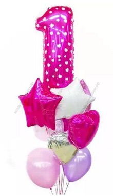 Букет из шаров "Розово-малиновый с цифрой" на годик