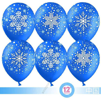 Гелиевые шары Снежинка, Синий, пастель, 5 ст, 30 см.