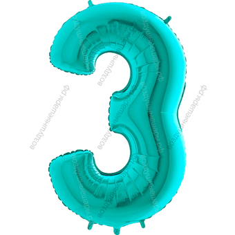Шары цифры ТИФФАНИ, бирюзовые с гелием
