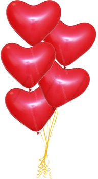 Букетик из красных больших сердец, 40 см