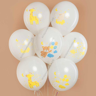 Букет из 15 белых шаров Любимые зверята