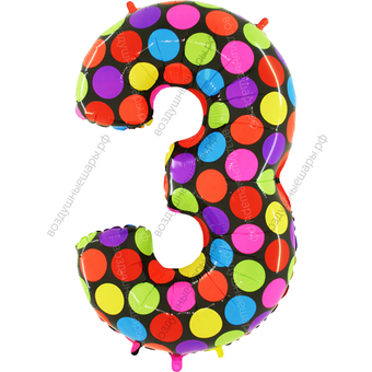 Шары цифры в ГОРОШЕК с гелием