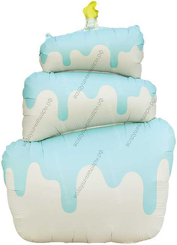 Воздушная фигура Торт, голубая, 94 см.