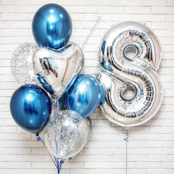 Фонтан из гелиевых шаров для мальчика "Сапфир" на 8 лет