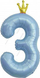 Шар (40''/102 см) Цифра, 3 Золотая корона, Голубой, 1 шт. в уп.