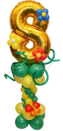 Стойка из шаров "Весенняя" с цифрой (без конструкции)