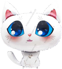 Шар с гелием  Фигура, Котенок, Белый, 81 см.