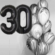 Букет гелиевых шаров агатов на 30 лет Безупречный стиль с черными цифрами