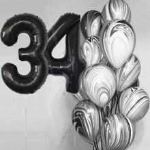 Букет гелиевых шаров агатов на 34 года Безупречный стиль с черными цифрами